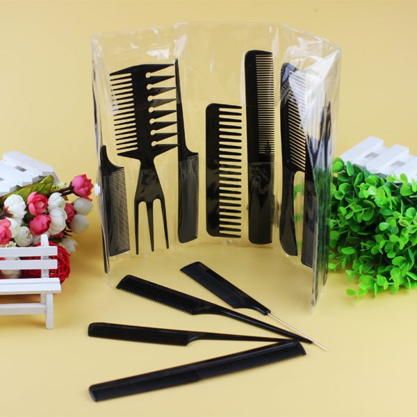 10 Pack Hair Stylists Styling Comb Set with 10 Pack Duck Bill Clips Salon Barber
