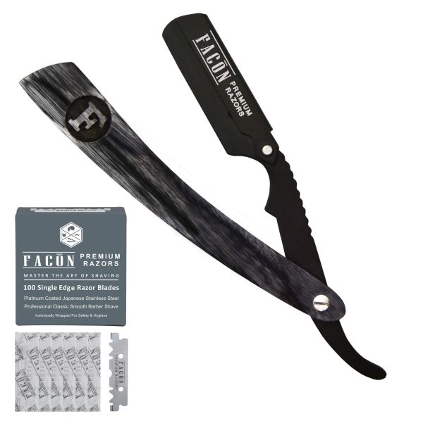 100 BLADES + Facón Professional Classic Straight Edge Barber Razor