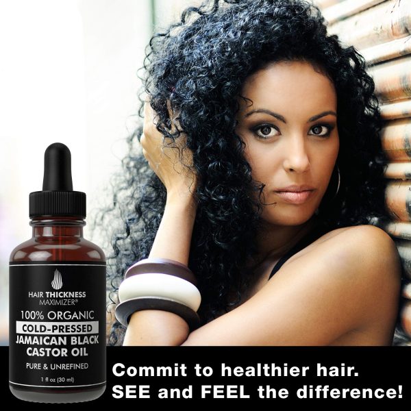 100% Organic Cold-Pressed Jamaican Black Castor Oil (1fl Oz) by Hair Thickness