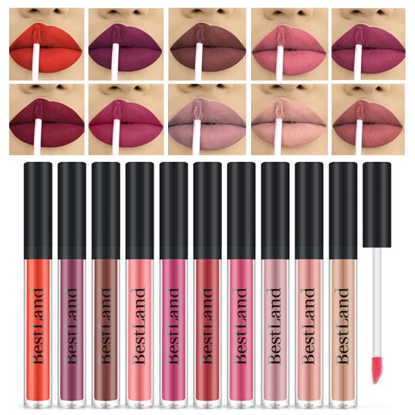 10pcs/Set Makeup Matte Lipstick Lip Kit, Velvety Liquid Lipstick Waterproof