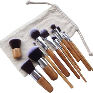 11Pcs Bamboo Synthetic Kabuki Brush Set