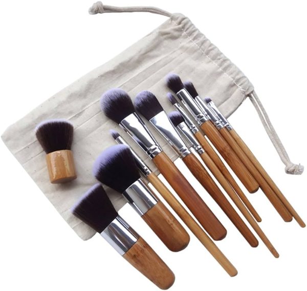11Pcs Bamboo Synthetic Kabuki Brush Set
