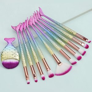 11PCS Makeup Brushes Set with Colorful Fish Tail Handle