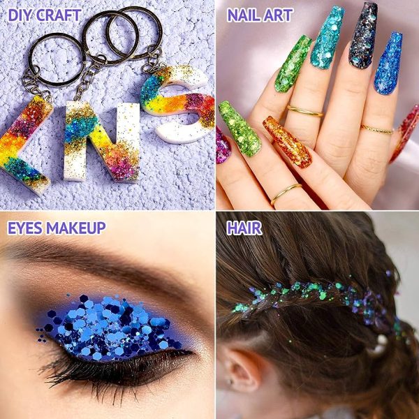 12 Boxes Body Glitter for Rave Festival, LEOBRO 6 Colors Holographic Chunky Glitter