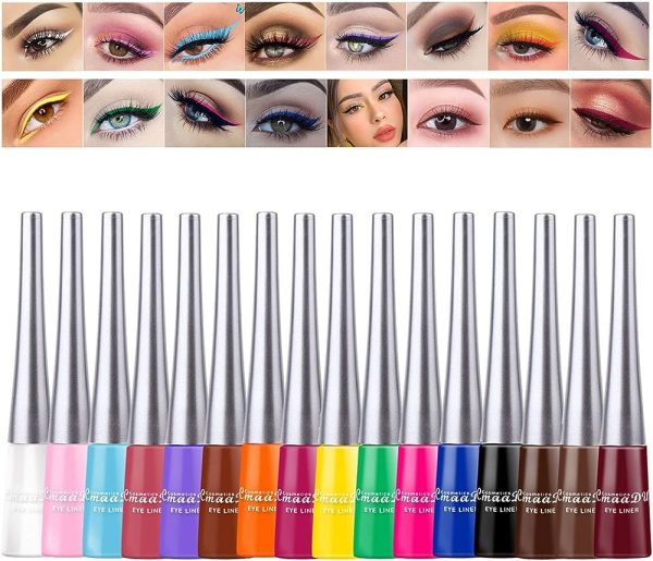 16 Colors Neon White Black Red Brown Green Eye Liners
