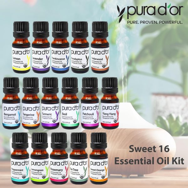 16 Organic Essential Oils Wood Box Set