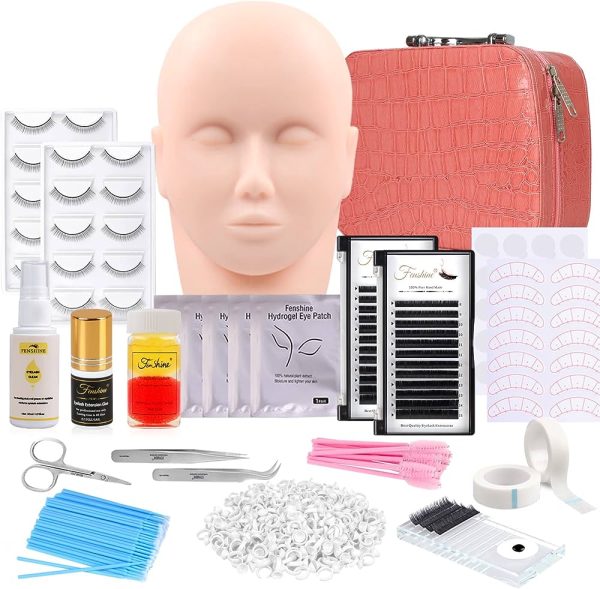 Professional Eyelash Extension Kit with Model Head - 17Pcs Training Tools for Precise Lash Grafting and Makeup Practice