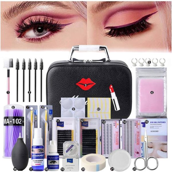 22PCS False Eyelashes Extension Practice Exercise Set