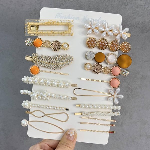 24 Pcs Hair Clips - Cehomi Fashion Korean Style Pearls Hair Clips Barrettes