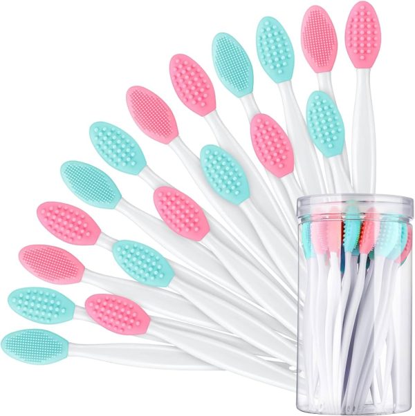 24-Piece Silicone Lip Exfoliating Brush Set for Plump and Fuller Lips - Facial Cleansing Applicator in Assorted Colors