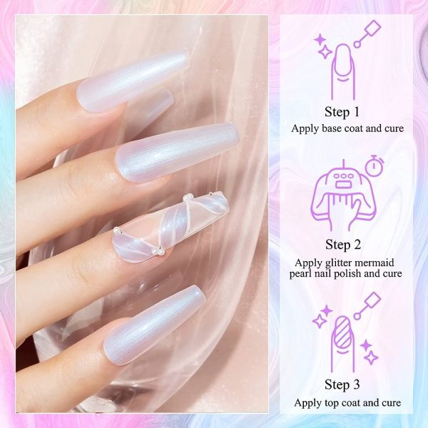 24PCS Pearl Nail Polish Set Mermaid Gel Manicure Salon Decor