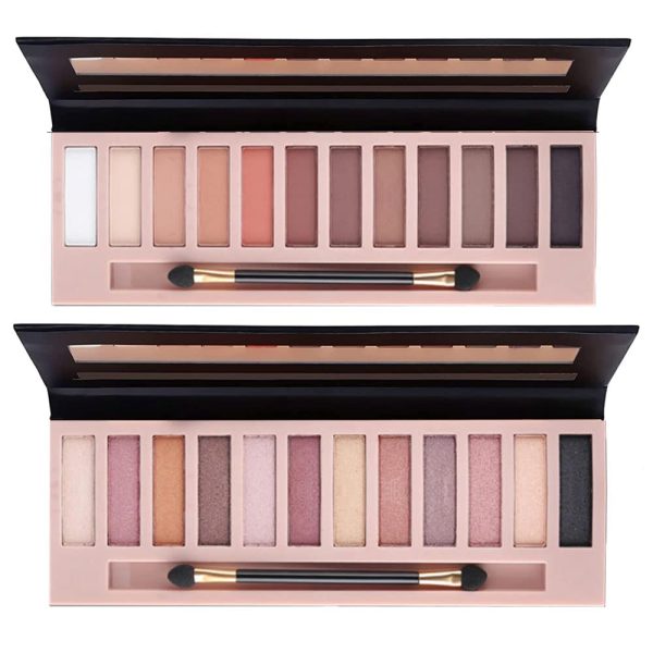 2Pcs Pro 12 Colors Matte + Shimmer Nude Naked Eyeshadow