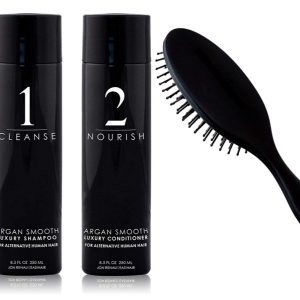 3 PC Bundle: Jon Renau Argan Smooth Shampoo, Conditioner and Envy Wig Brush