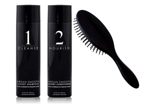 3 PC Bundle: Jon Renau Argan Smooth Shampoo, Conditioner and Envy Wig Brush