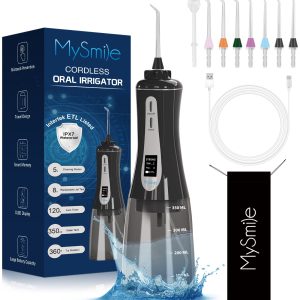 350ML Portable Oral Irrigator with 5 Modes 8 Jet Tips OLED Display