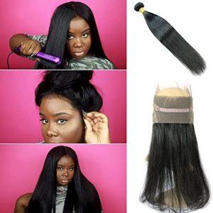 360 Lace Frontal With Bundles Straight Brazilian Hair Extensions