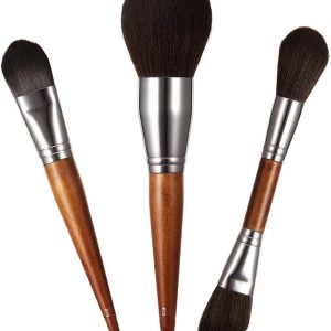3pcs Face Makeup Brushes Set for Women Wood Handle Professional Premium
