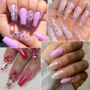 48 Boxes Butterfly Leaf Nail Glitter Sequins, FITDON 3D Laser Nail Art Flakes