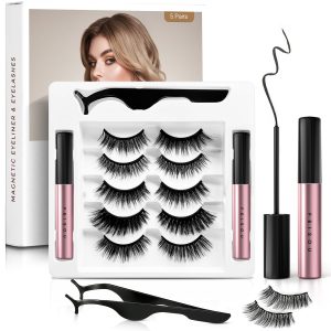 5 Pairs Reusable Magnetic Eyelashes and Magnetic Eyeliner Kit
