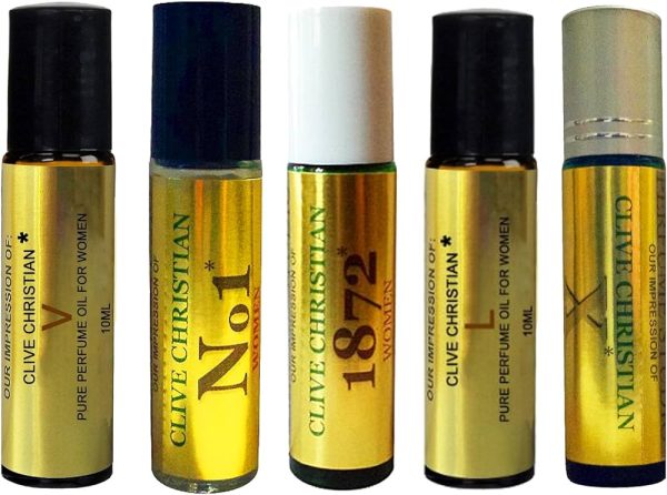 5 Piece 10ml Roll On Set of Clive-Ch IMPRESSION Perfume Oils for Women.