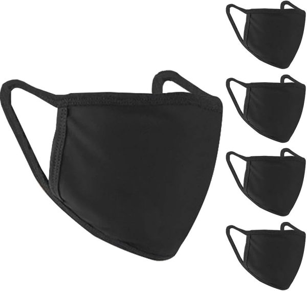5PCS Black Cotton Masks Unisex Simple Masque Cycling Anti-dust