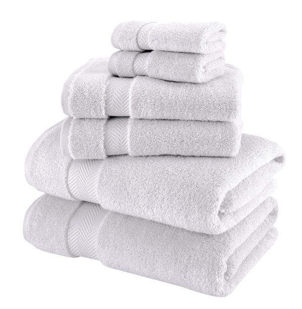 6 Piece Plush Luxury Bath Towel Set for Bathroom
