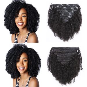 8A Grade Brazilian Remy Hair Clip in Extensions Afro Kinkys Curly Clip Ins