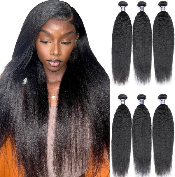 8A Yaki Hair Kinky Straight Brazilian Hair 3 Bundles 100% Unprocessed Virgin Sew