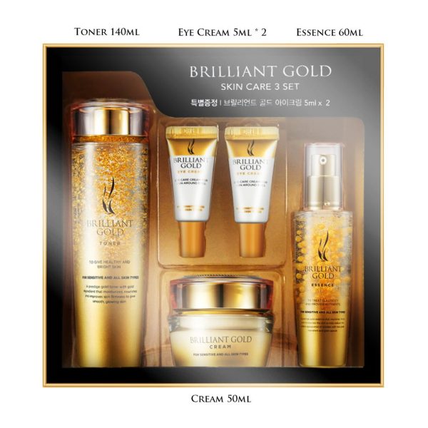 Brilliant Gold Skin Care Set - Luxurious Korean Skincare for Moisturizing, Whitening, and Anti-Wrinkle Brightening