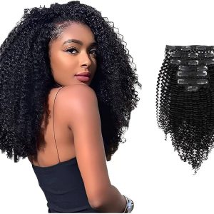 ABH AmazingBeauty Hair 8A Remy Brazilian Clip in Hair Extensions Kinkys curly