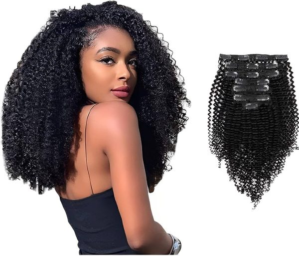 ABH AmazingBeauty Hair 8A Remy Brazilian Clip in Hair Extensions Kinkys curly