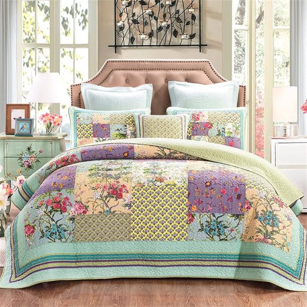 ABREEZE Luxury Quilt Set Frosted Pastel Gardenia