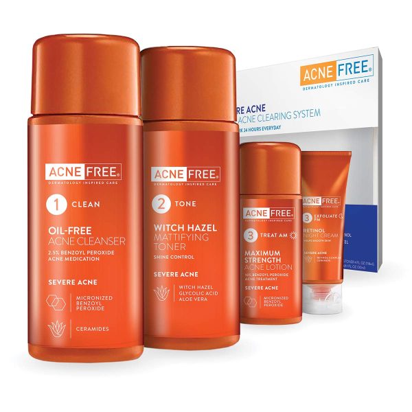 Acne Free 3 Step Acne Treatment Kit - Salicylic Acid Acne Face Wash