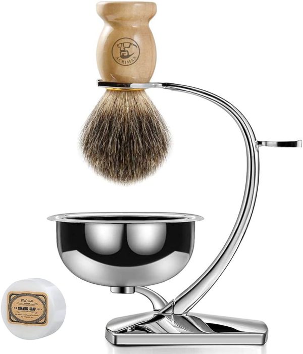 ACRIMAX Deluxe Wet Shaving Kit for Men, 100% Pure Badger Shaving Brush Set