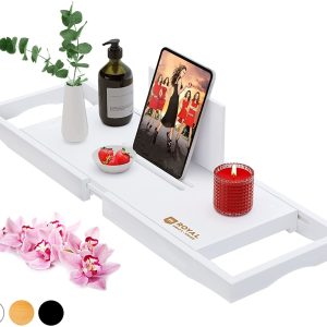 Adjustable Bamboo Bath Tub Table for 1 or 2 Person
