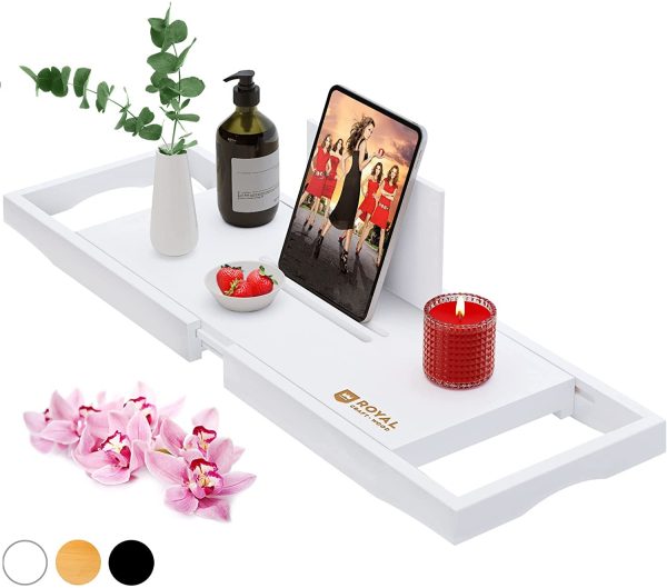 Adjustable Bamboo Bath Tub Table for 1 or 2 Person