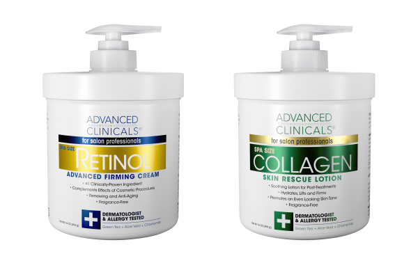 Advanced Clinicals Retinol Cream and Collagen Cream Skin Care set.