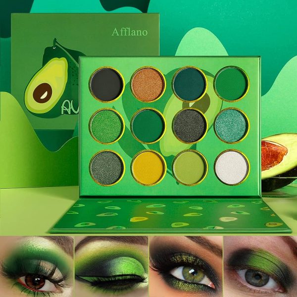 Afflano Highly Pigmented Green Eyeshadow Palette Eye Makeup Kit