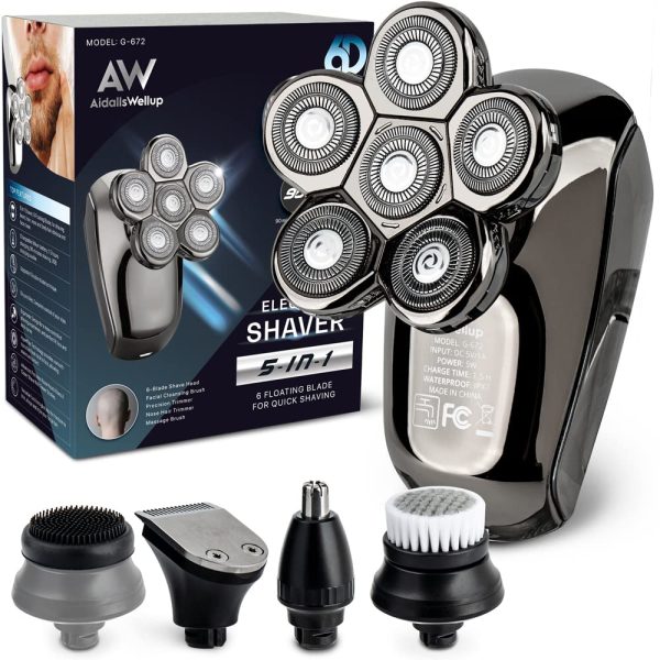AidallsWellup Men’s 5-in-1 Electric Head Shaver for Bald Men