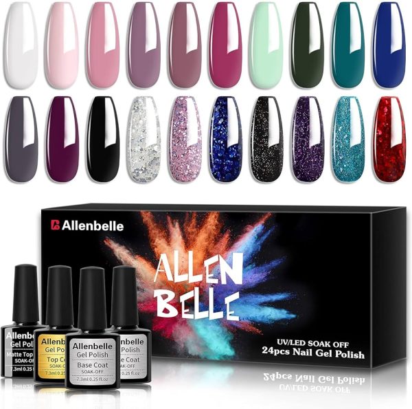 Allenbelle Base Top Coat Nail Polish Gift Set Base Top Coat Gel Uv Set