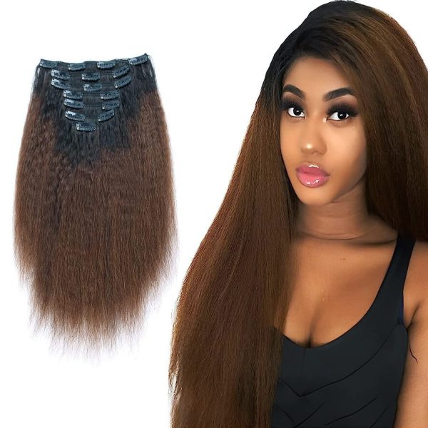 AmazingBeauty 8A Double Weft Texlaxed Kinkys Straight Ombre Clip