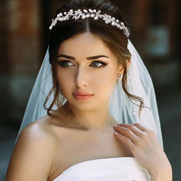 Ammei Silver Luxury Bridal Headbands With Genuine Freshwater Pearls
