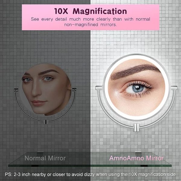 AmnoAmno LED Makeup Mirror-10x Magnifying