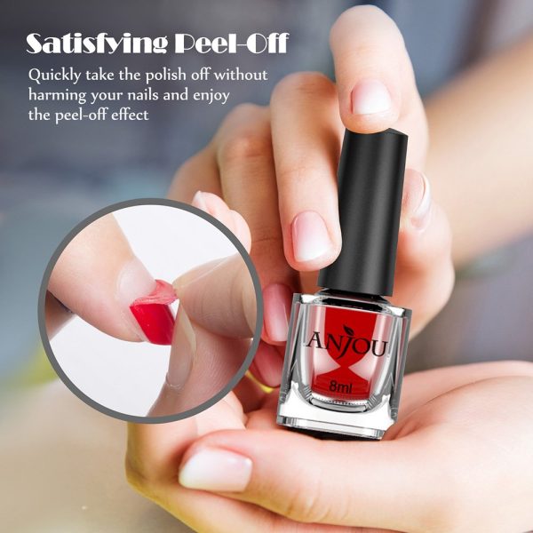 Anjou Peel Off 12 Colors Nail Polish Set, Eco-Friendly Non-Toxic Finger Nail Art Polish