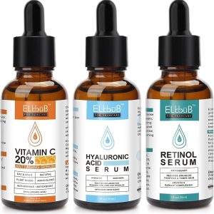 Anti Aging Serum 3-Pack for Face - Vitamin C Serum, Retinol Serum