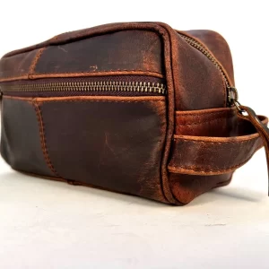 AOL Handmade Buffalo Genuine Leather Toiletry Bag Dopp Kit Shaving