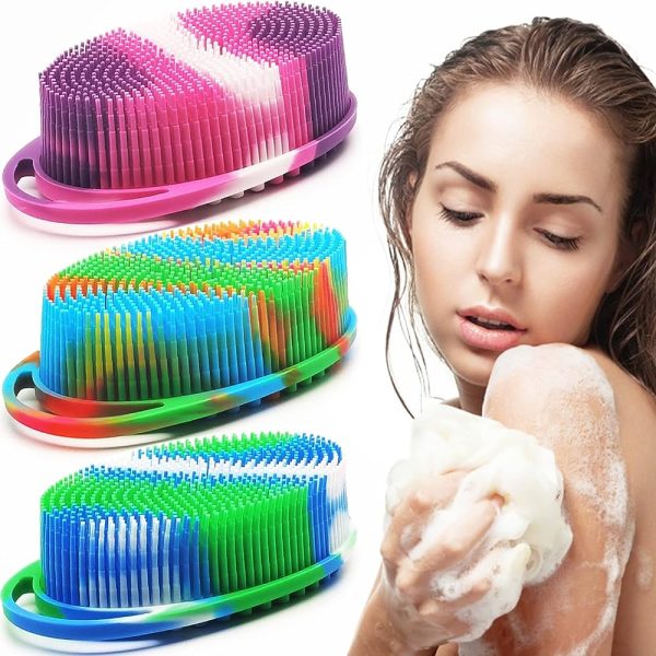 AOMUU Silicone Body Brush, 2 in 1 Exfoliating Body Scrubber and Loofah Bath