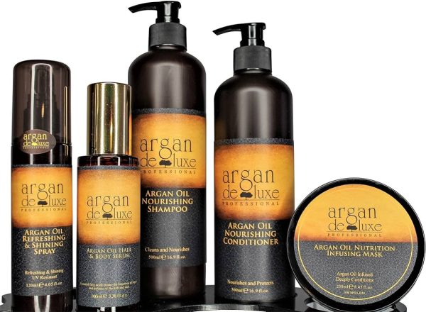 Argan deluxe 100% Pure Organic Moroccan Argan Oil Luxury Hair Care Bundle