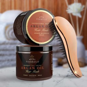 Argan Oil Hair Mask + Pro Detangling Hair Brush - Deep Conditioner Hair Treatment