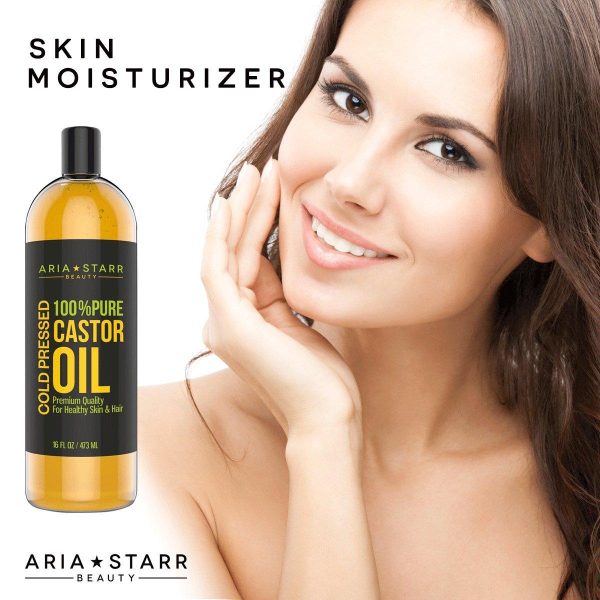 Aria Starr Castor Oil Cold Pressed - 16 FL OZ - BEST 100% Pure Hair Oil For Hair